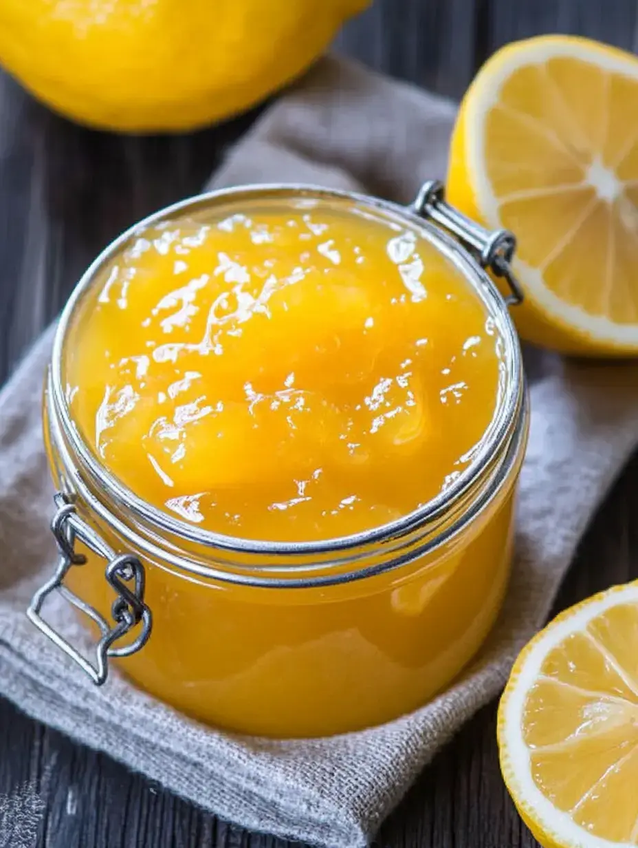 Parlak sarı limon kreması kavanozunun etrafında taze limonlar bulunan ve bir keten bez üzerine yerleştirilmiş hali.