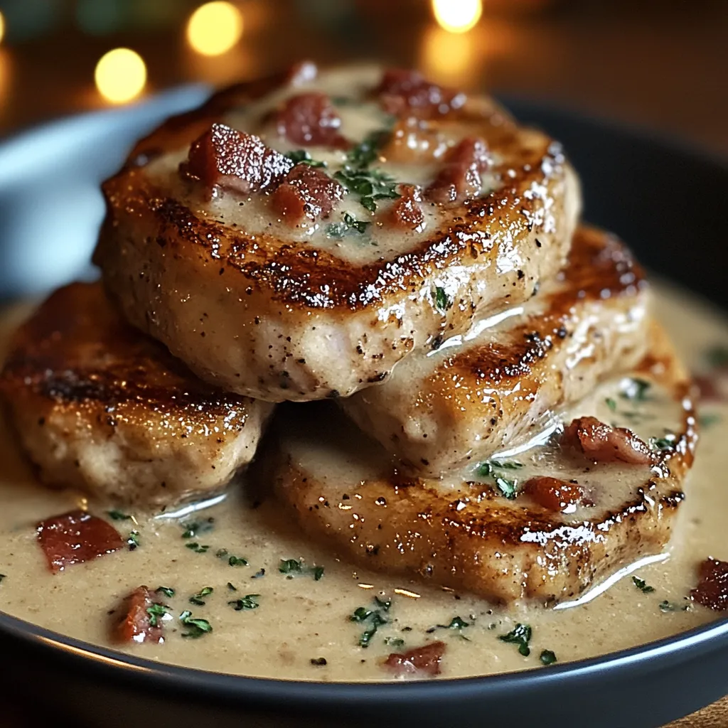 Bacon Gravy ile Tavada Domuz Pirzolası