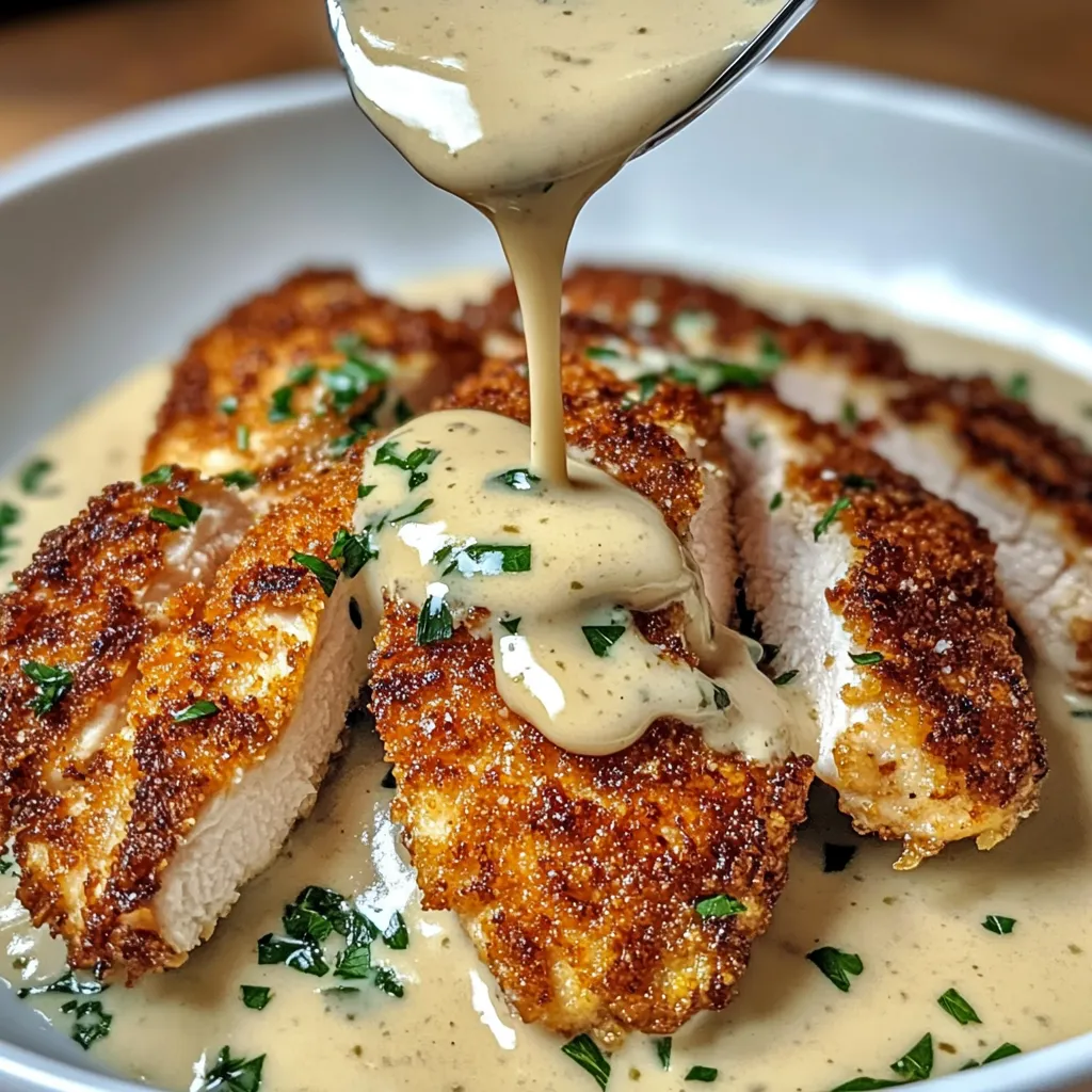 Kolay Parmesan Kaplı Tavuk Kremalı Sarımsak Soslu