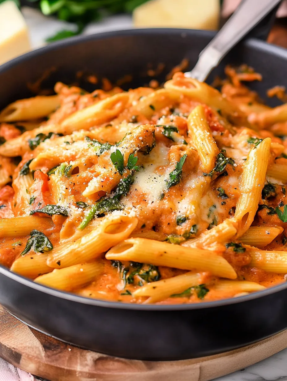Ispanaklı ve Mozarellalı Kremsi Penne Rosa Makarna