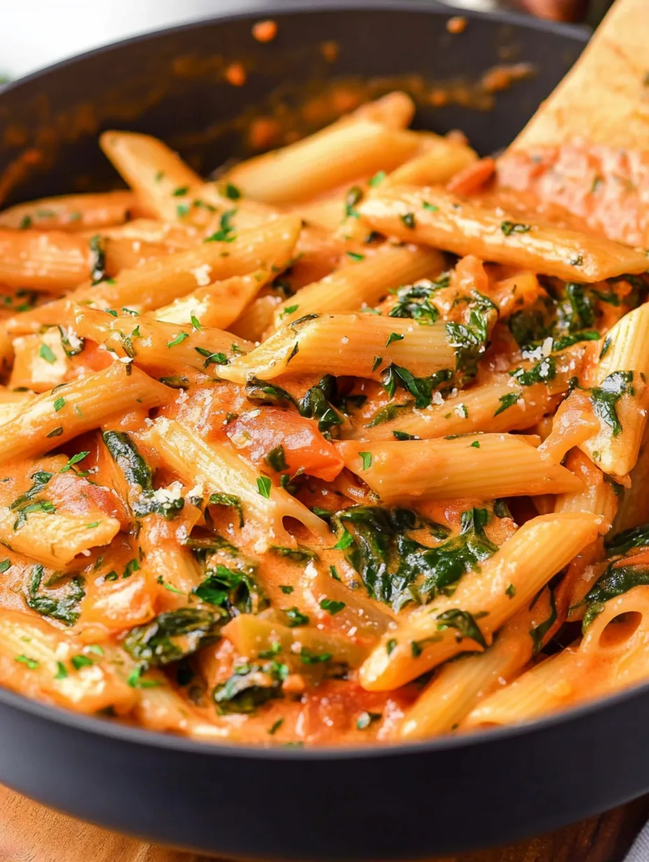 Ispanaklı ve Mozarellalı Kremsi Penne Rosa Makarna Tarifi